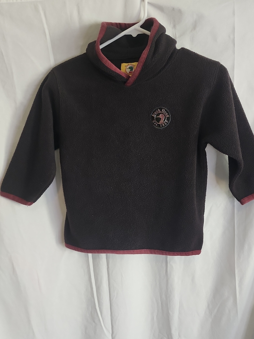 Duck Head 4t Kids Brown Fleece Pullover with Maroon Trim Y2K